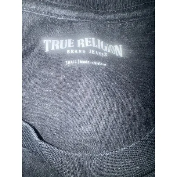 True Religion Guitar Player Shirt Mens Sz S Black Graphic Music Tee Crewneck - Picture 3 of 3